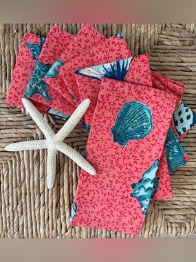 NWOT April Cornell Coral Shell Napkins Set of 6